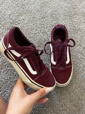Vans Kids Burgundy and White Old Skool Sneakers